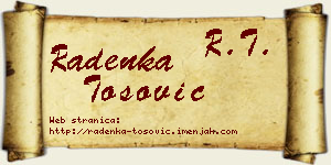 Radenka Tošović vizit kartica
